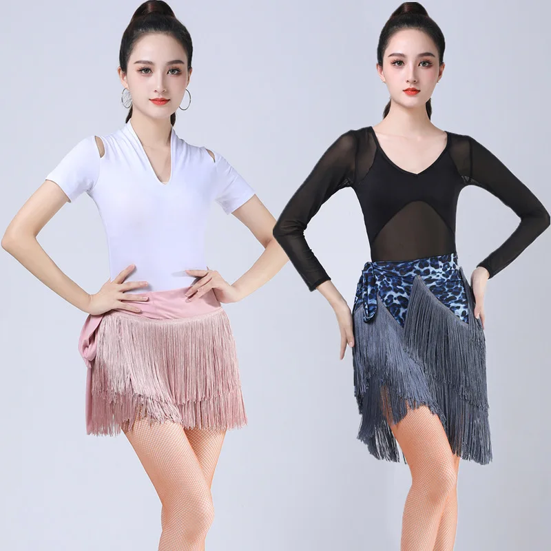 

Latin Dance Skirt Practice Clothes Women's New Dance Clothes Hip Scarf Lace-up Latin Dance Apron Fringed Skirt