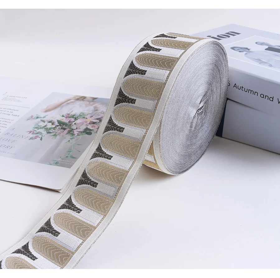 25 Meters Jacquard Band 6CM Wide Woven Tape Arabic Sewing Straps Trim For Clothing Curtain Sofa Furniture Decoration Accessories