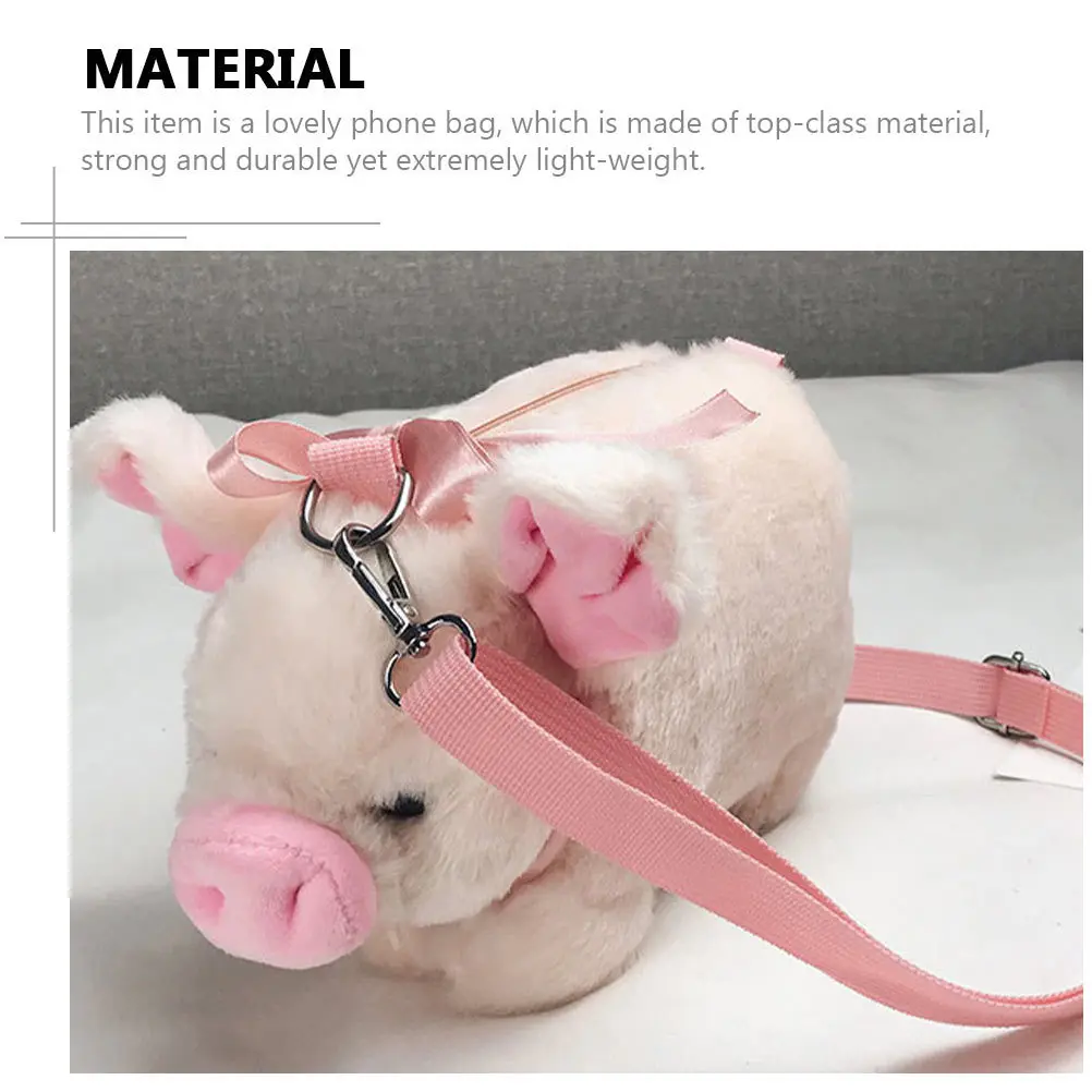 

1Pcs Student Bag Cute Pig Design Portable Phone Storage Lightweight Single Shoulder Outdoor Messenger Crossbody Pouch