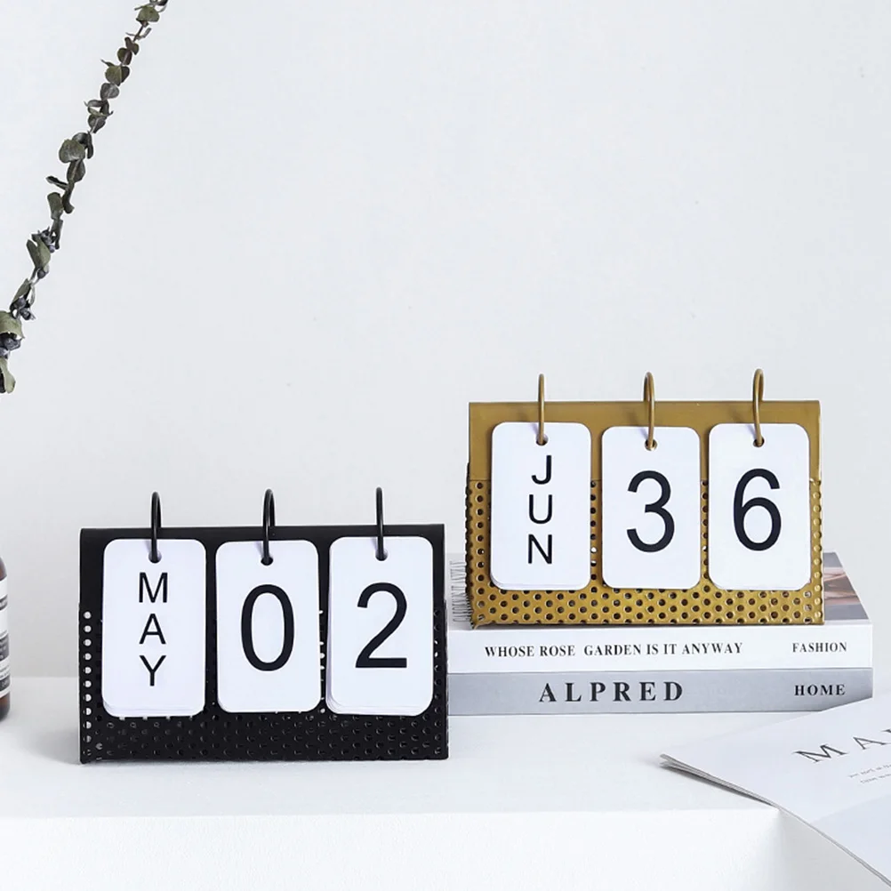 

1Pc Perpetual Iron Calendar Frame Desktop Decoration Home Office Calendar Ornament Metal Desk Decor Creative Household Crafts