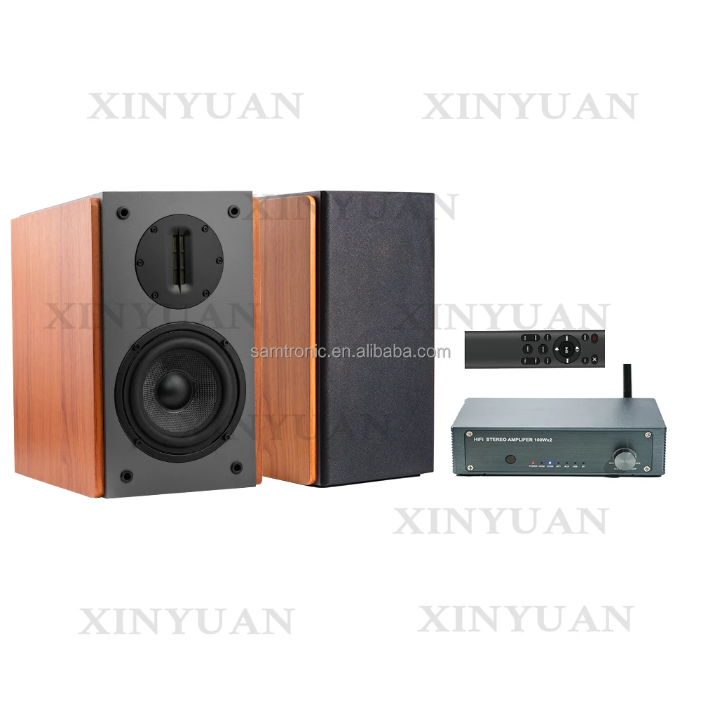 Passive Bookshelf Speaker Audio Power Amplifier, 200W 2 Channel Amplifier Mini high fidelity stereo receiver plus 5.25 inches