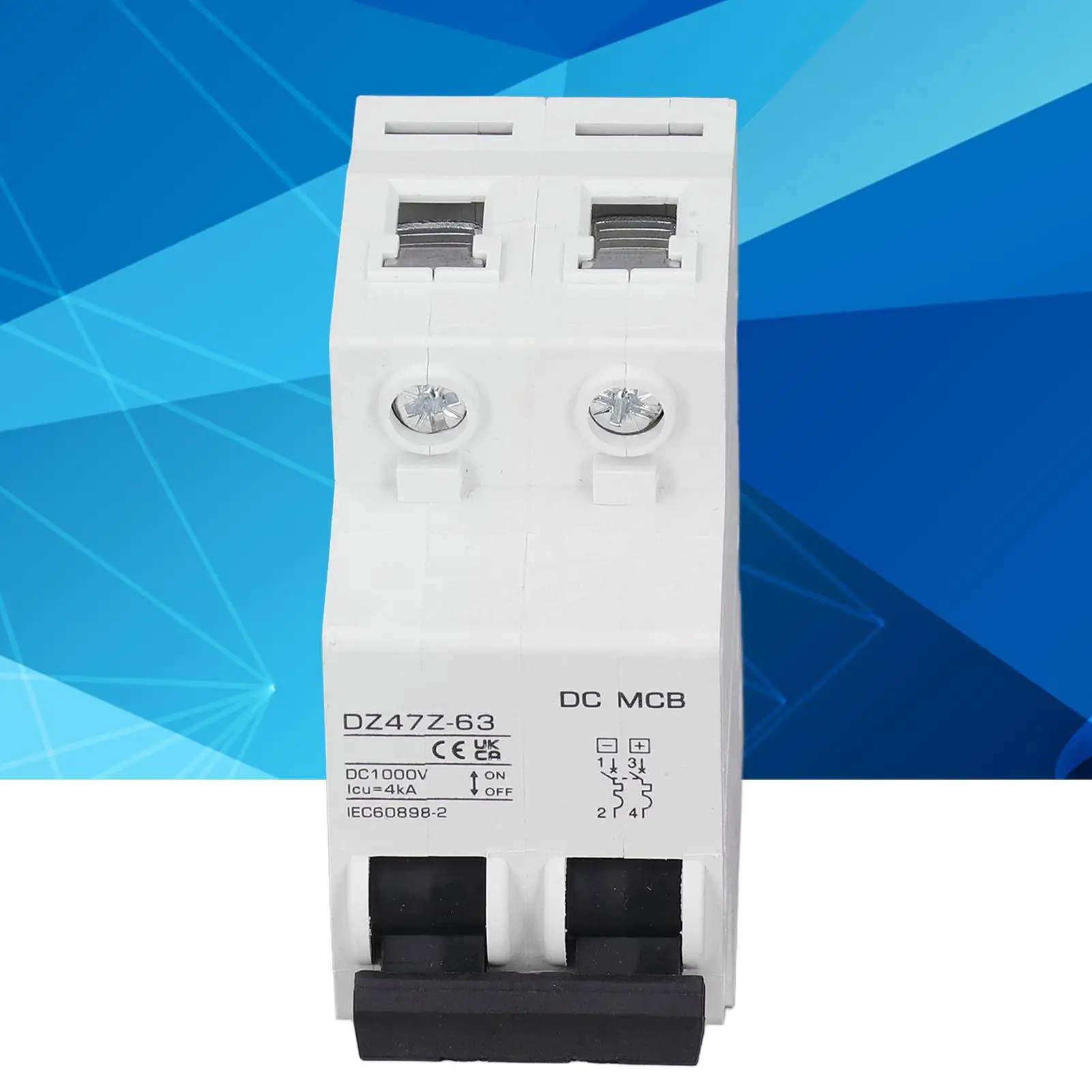 6-63A DC Circuit Breaker 2P Overload Protection Magnetic System for PV 1000V Solar Applications