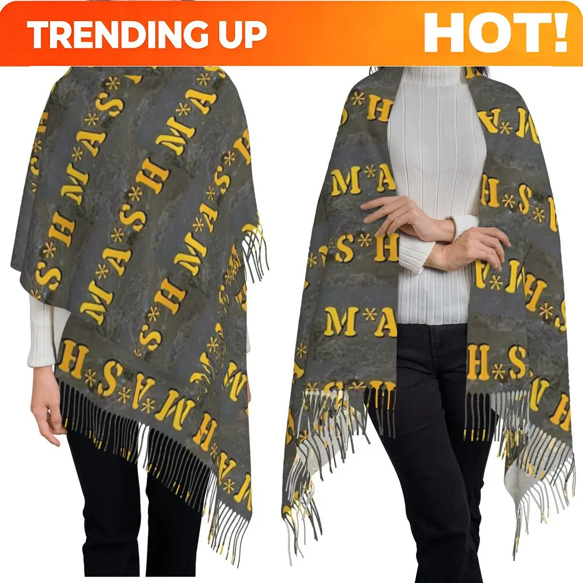 Customization Mash 4077 4077th Hawkeye Kinger Alan Alda War Scarf Tassel Scarves Women Soft Warm Shawls And Wraps Long Fall Wint