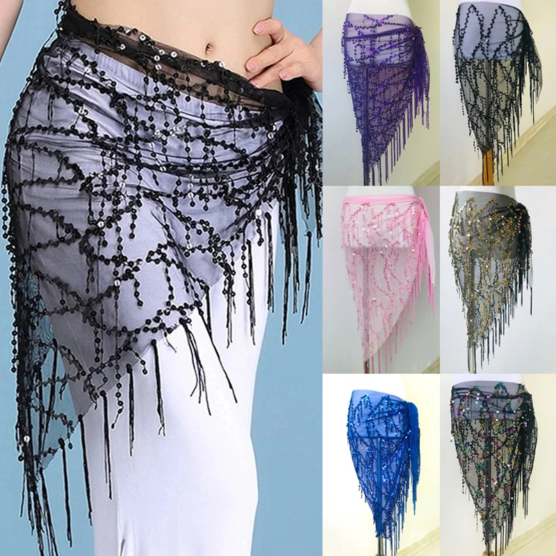 

New Colorful Belly Dance Show Costumes Sequins Tassel Belly Dancing Hip Scarf For Women Thailand Indian Dance Skirt Waist Chains