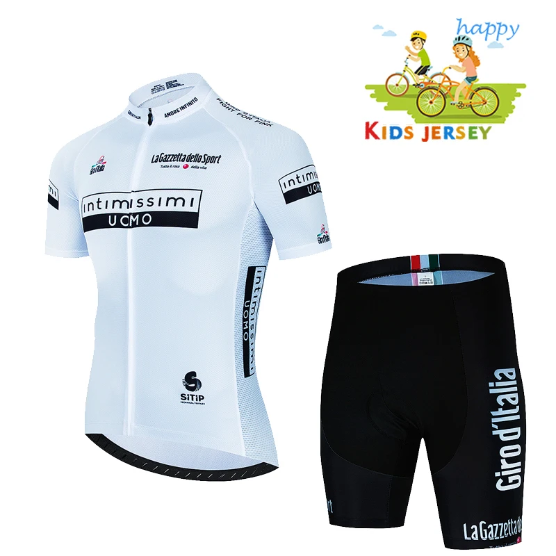 New 2023 Kids Bike Shirts Suit Tour De Italy D\'ITALIA Cycling Jersey Set Boys Girl Road Bike Cycling Clothing Children Quick Dry