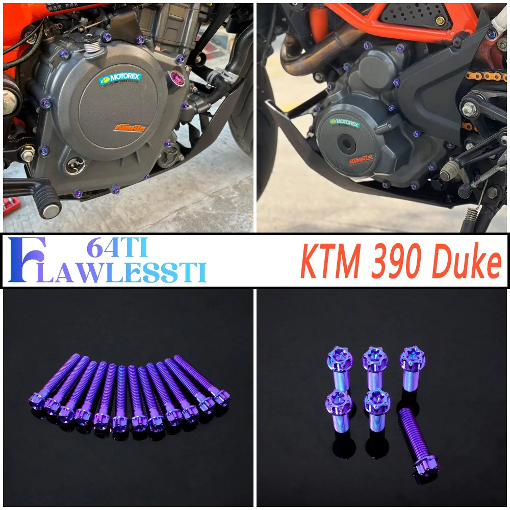 FLAWLESSTI Gr5 Titanium Bolt Engine Magneto Clutch Cover Brake Clutch Lever Water Pump Steering Stem Bolt For KTM 390 Duke
