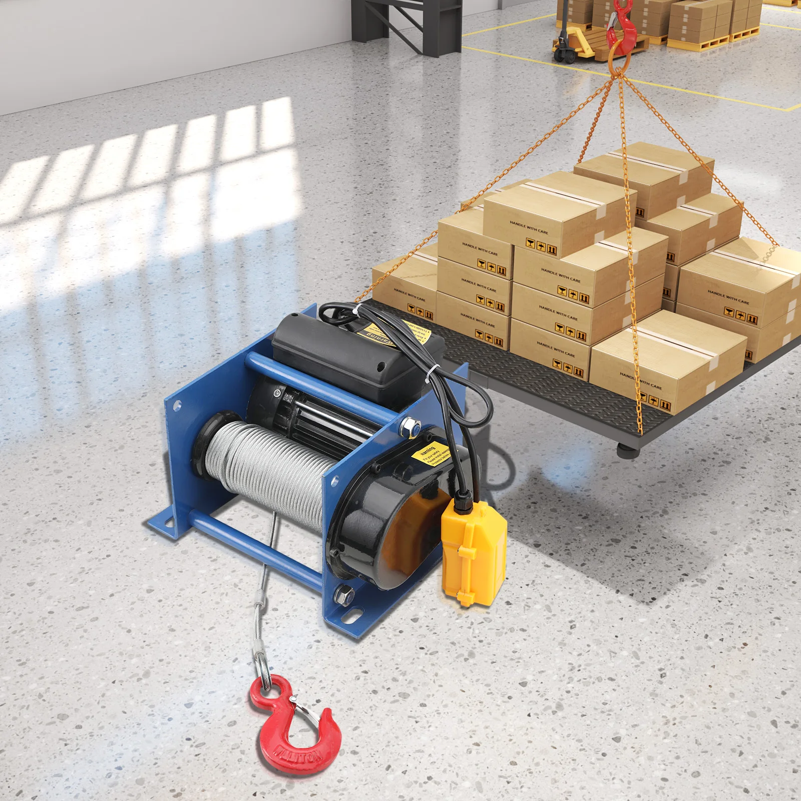 ونش كهربائي 110 فولت 200-400 كجم رافعة كهربائية 30 متر سلك فولاذي حبل زجاج أمامي لف محرك مصعد رافعة بناء منزلية