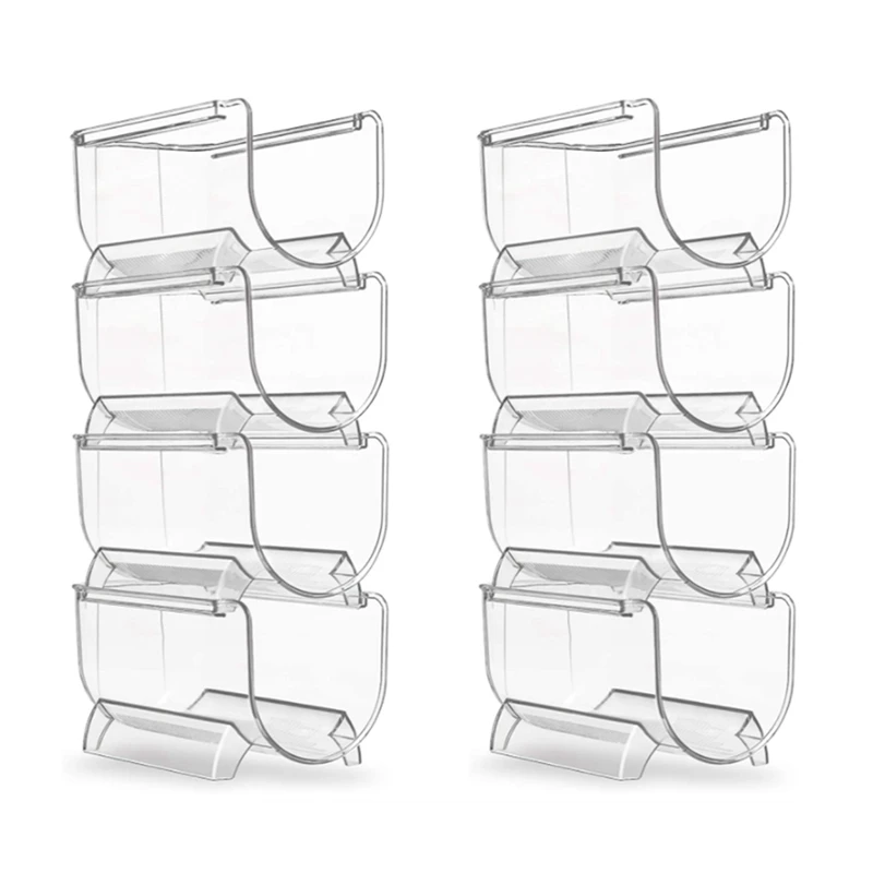 8Pcs Refrigerator Wine Holder,Clear Stackable Plastic Wine Rack Storage Water Bottle Organizer Water Bottle For Fridge