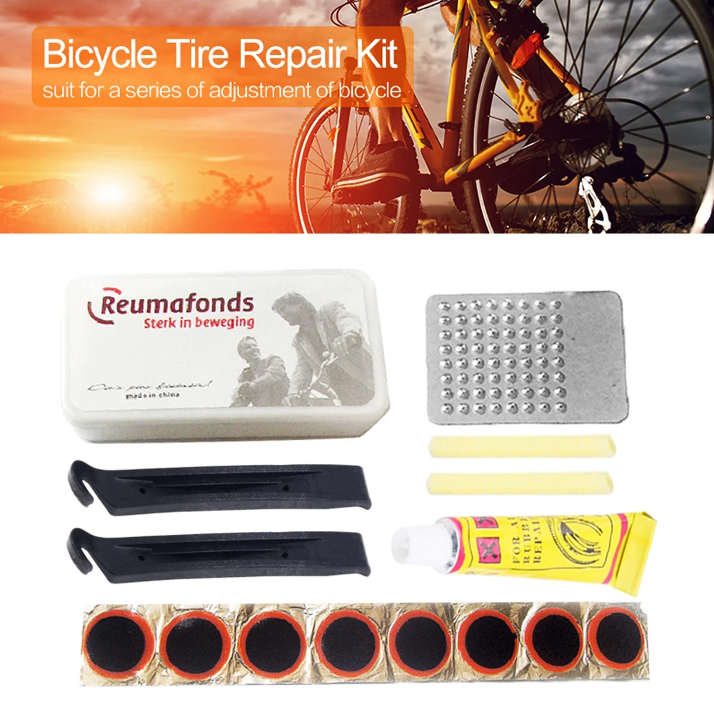 1Set Bike Bicycle Flat Tire Repair Kit Tool Set Kit Patch Rubber Portable Fetal Best Quality cycling