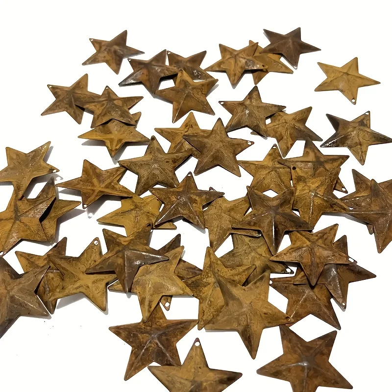 30Pcs Rust Iron Mini Barn Ornaments 3.9cm Hole, Outdoor Yard Lawn Garden Wall Decor