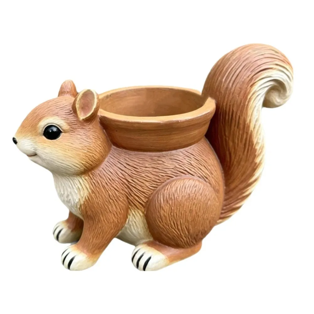 Resin Squirrel Succulent Flowerpot Cute Squirrel Ornament Animal Flowerpot Handmade Succulents Plant Pots Balcony Plants