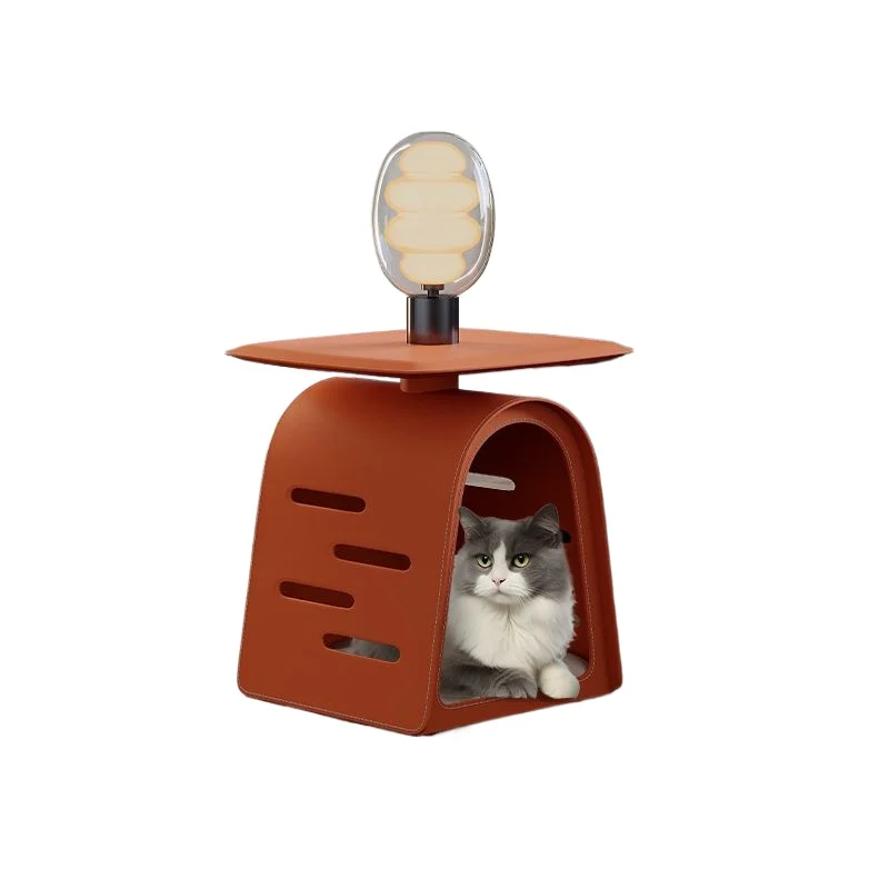 Minimalist pet coffee table, saddle leather cat nest edge table, living room creative bedside table pet nest