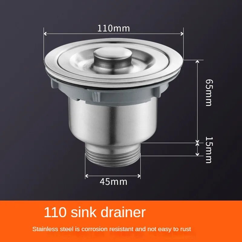 304 Stainless Steel Kitchen Sink Drainer Set Anti-odour Downpipe Washbasin Drain Head Accessories Single Sink Double