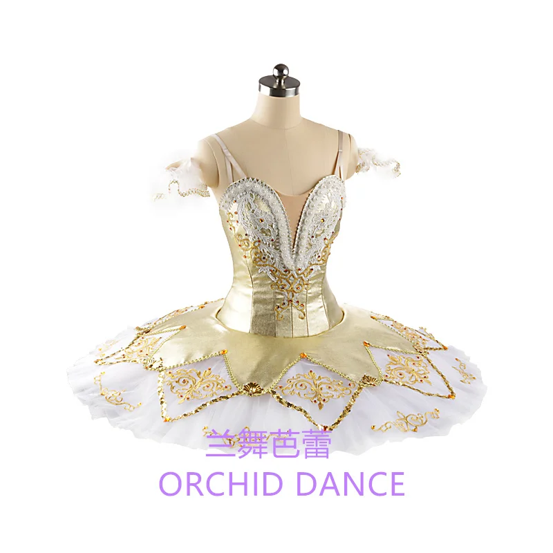 Shiny Performance Wear High Quality Professional  Adult Girls Golden Ballet Tutu Costumes