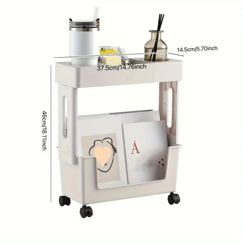 

Съемная полка-органайзер на колесиках для журналов, газет и книг для дома, школы, класса, офиса, прикроватная.