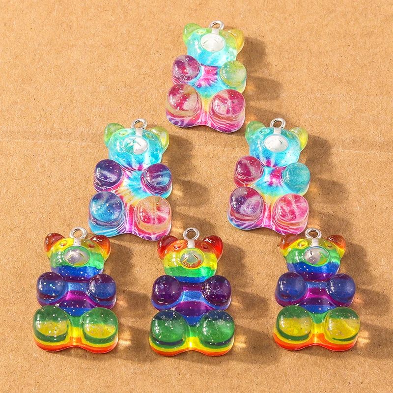 10pcs Cute Colorful Animal Gummy Bear Charms for Making Earrings Necklace Pendants DIY Handmade Jewelry Findings