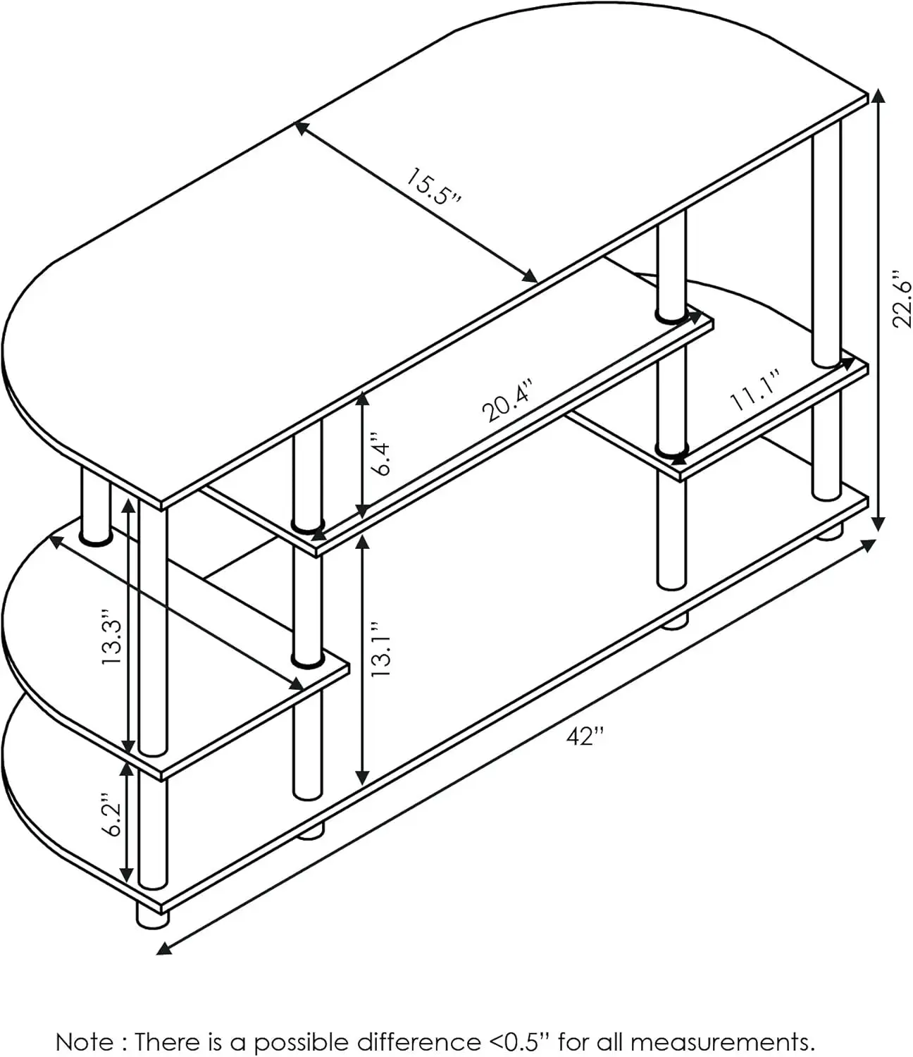 Simple Design Corner TV Stand, Columbia Walnut/Black