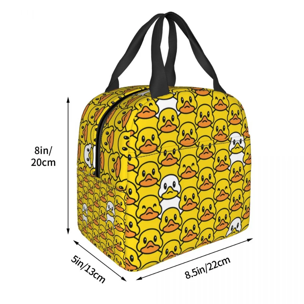 Classic Cartoon Rubber Duck Thermal Insulated Lunch Bag Women Portable Lunch Box for Work School Travel Storage Food Tote Bags