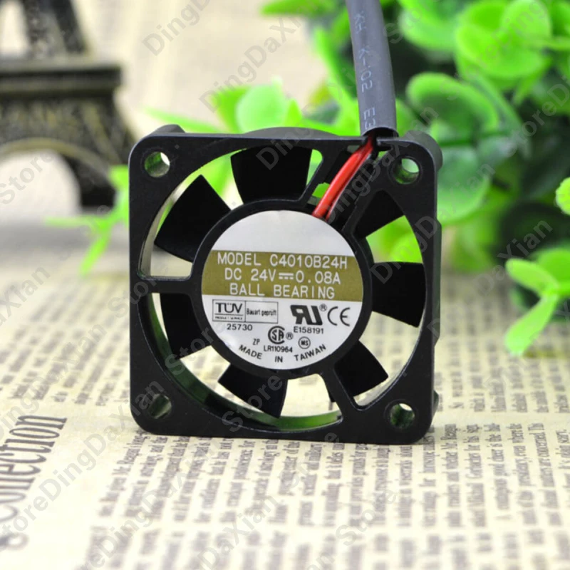 X For AVC C4010B24H | 24V 0.08A | 4CM | 2-Wire Double Ball Printer Inverter Cooling Fan 1PCS