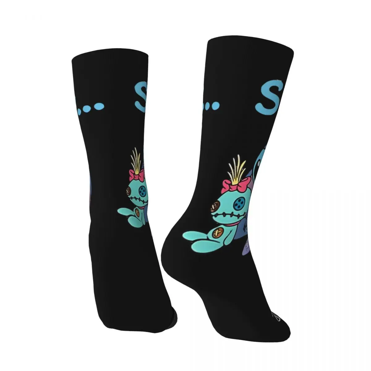 Funny Crazy Sorry Sock for Men Hip Hop Vintage Disney Stitch Happy Seamless Pattern Printed Boys Crew Sock