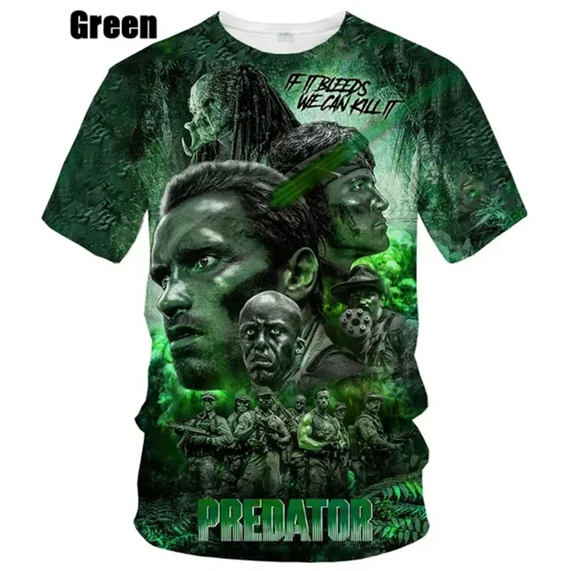 Predator 3D Graphic T Shirts Men\'s Summer Horror Movie Cool Print T-shirt Fashion Casual Unisex Alien Short Sleeve Harajuku Tops