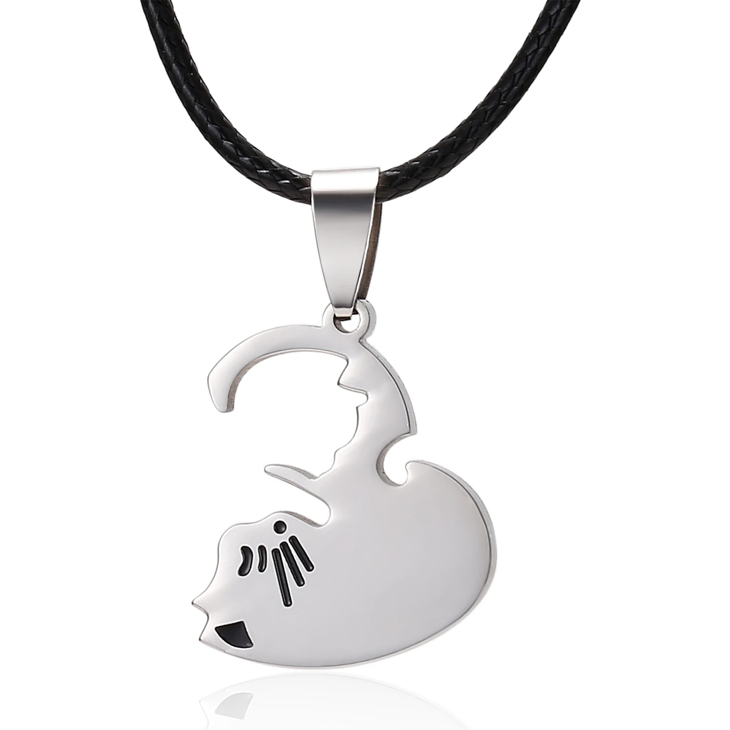 Couple Matching Friendship Necklace for Woman Men Stainless Steel Pet Cat Dog Love Heart Pendant Puzzle Necklace Charm Jewelry