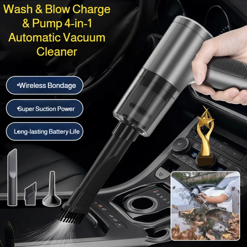 

Автомобильная беспроводная зарядка, автоматический пылесос, мощный компактный очиститель для дома и автомобиля, всасывание пыли 3-в-1