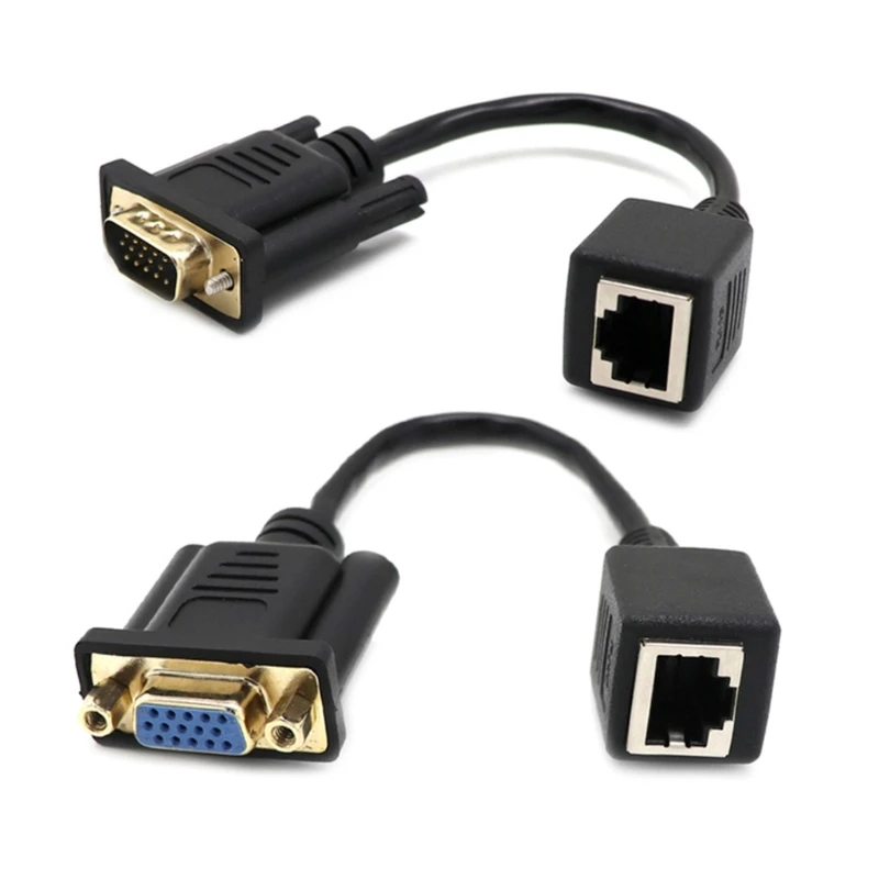 15cm VGA to RJ45 Converter Adapter Cable Line Extension Wire Cord Female/Male to Female Cat5/Cat6 Ethnernet Cable Dropship