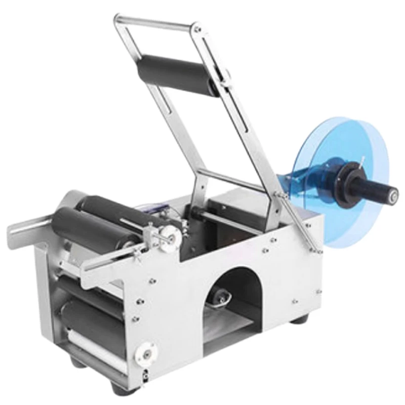 MT-50 Compact Semi Automatic Round Bottle Labeling Machine, Self Adhesive Label Applicator For Plastic Glass Cylindrical Bottles