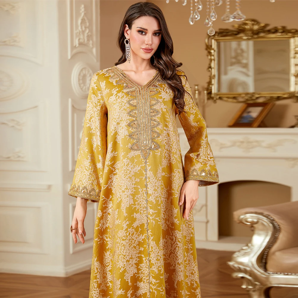 

Muslim Embroidery Maxi Dress Women Dubai Abaya Turkey Kaftan Ramadan Djellaba Islam Clothing Kebaya Caftan Marocain Femme Robe