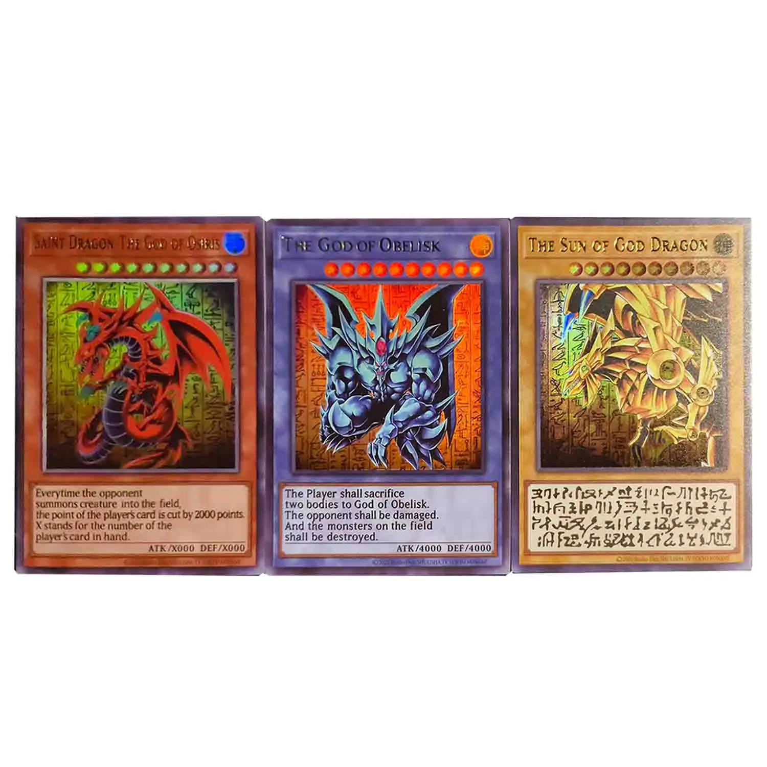 3 unids/set Diy hecho a sí mismo Yu-Gi-Oh! Tarjeta de colección de Dios egipcio del 25 ° aniversario, tarjetas de Anime de Dios egipcio con Flash de Color, juguetes de regalo