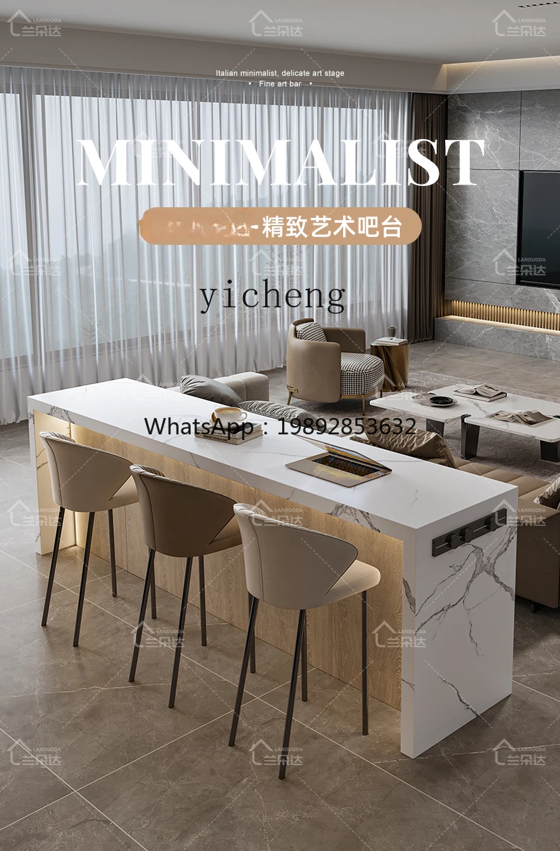 Cream Style Stone Plate Kitchen Island Dining Table Kitchen Partition Multifunctional Center Guide Console Console