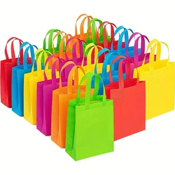 6-30pcs Colorful Non-Woven Tote Bags with Handles Reusable Durable Party Gift Bags Environmentally Friendly Bags for Birthdays