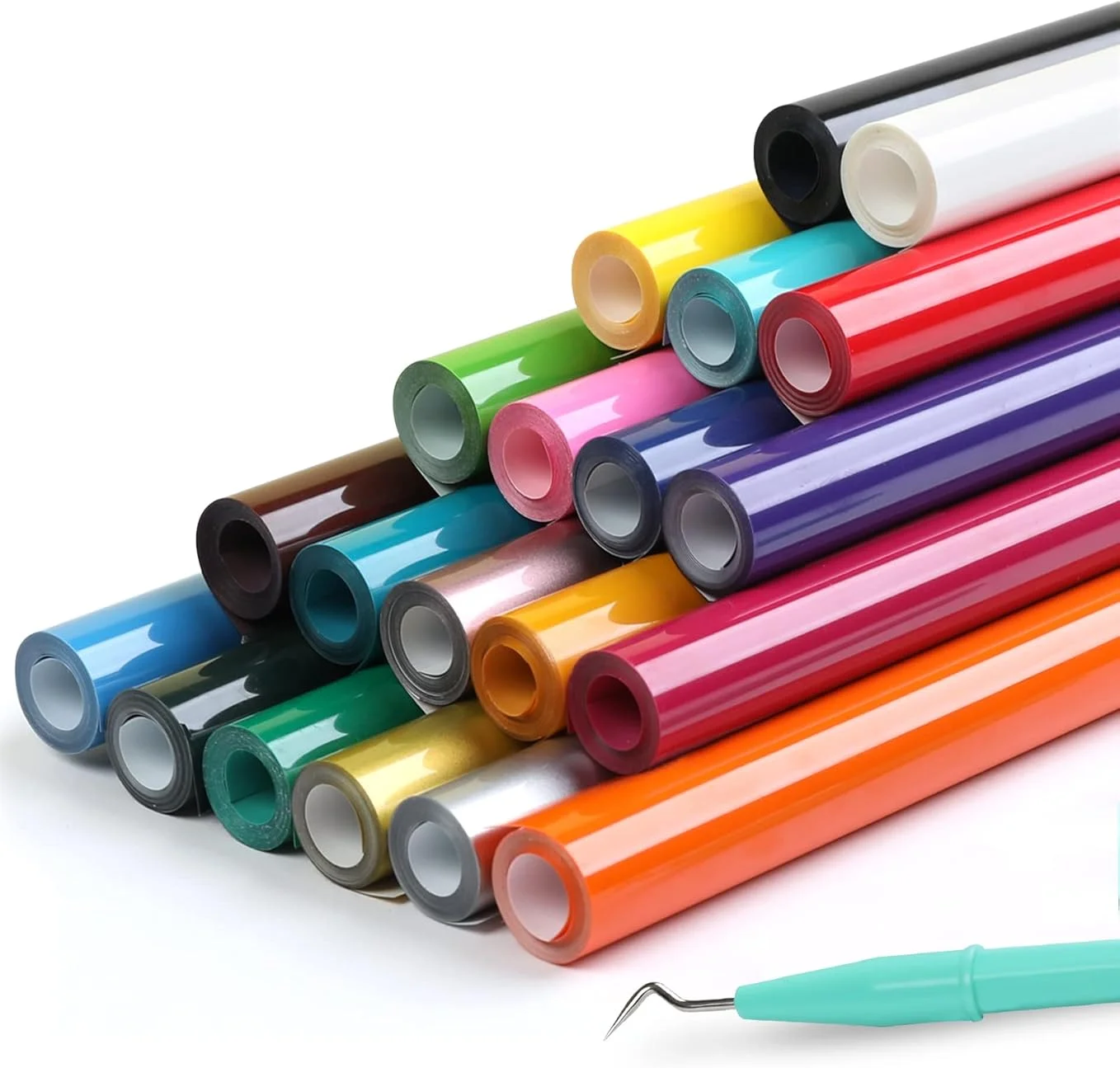 HTVRONT 20Rolls 12 in X 3 FT HTV Heat Transfer Vinyl Hot Press Iron-on Tshirt Textiles Film Roll HTV Printing Clothing Christmas Halloween Decor for Cameo DIY