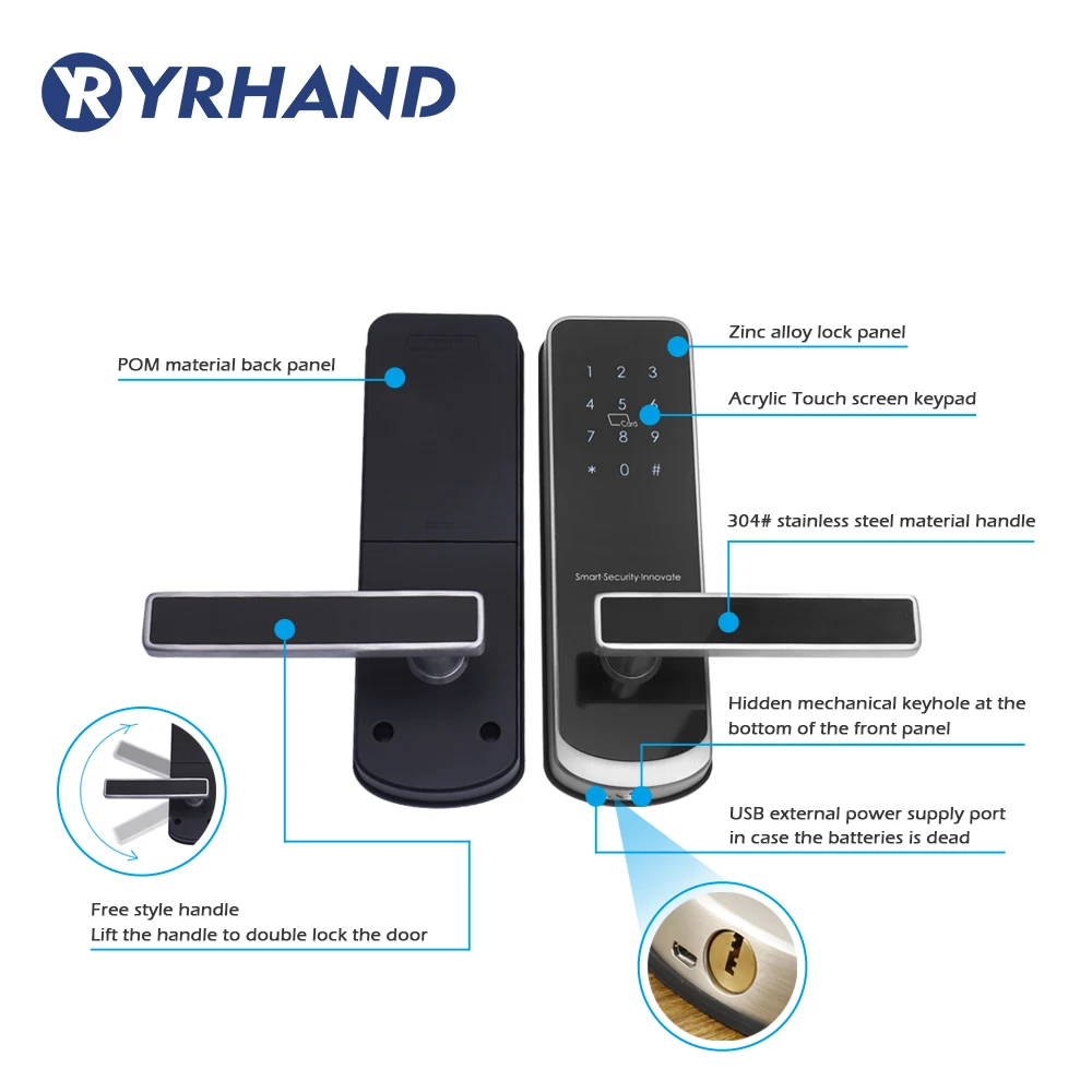 Electric Lock for Door Ttlock APP Smart Touch Screen Lock,Digital Code Keypad Deadbolt For Airbnb Hotel Apartment and Home