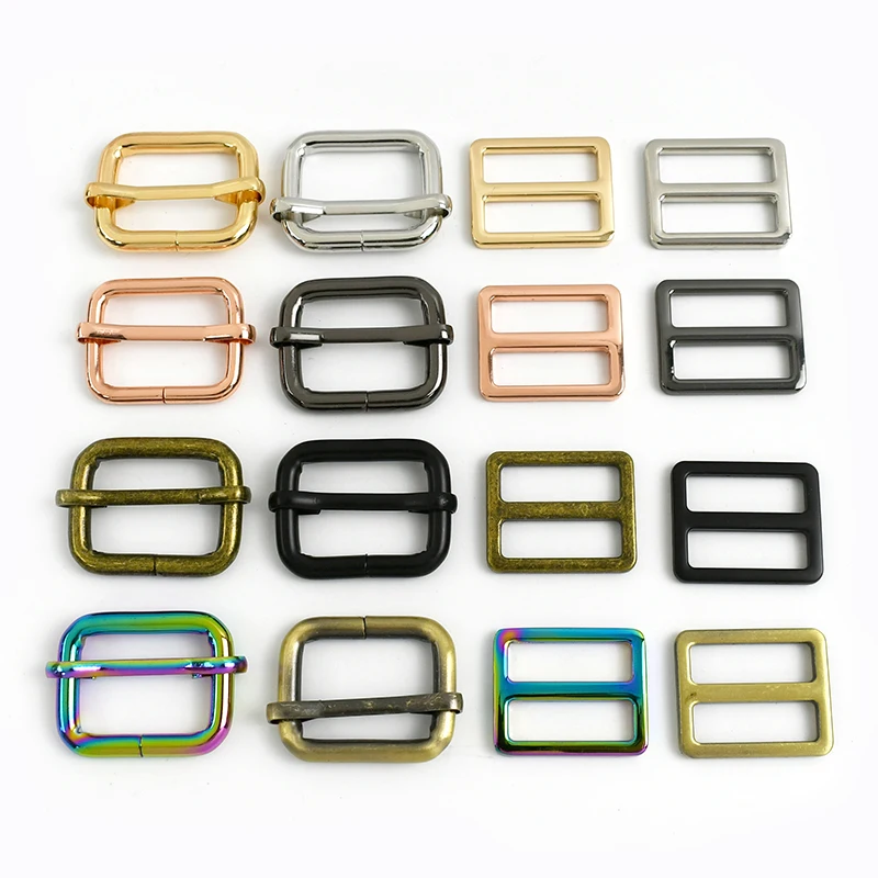 

10Pcs 20-50mm Bag Strap Metal Buckles Dog Collar Adjust Tri-Glide Slider Clasp Webbing Hook Hardware Accessories for Handbags