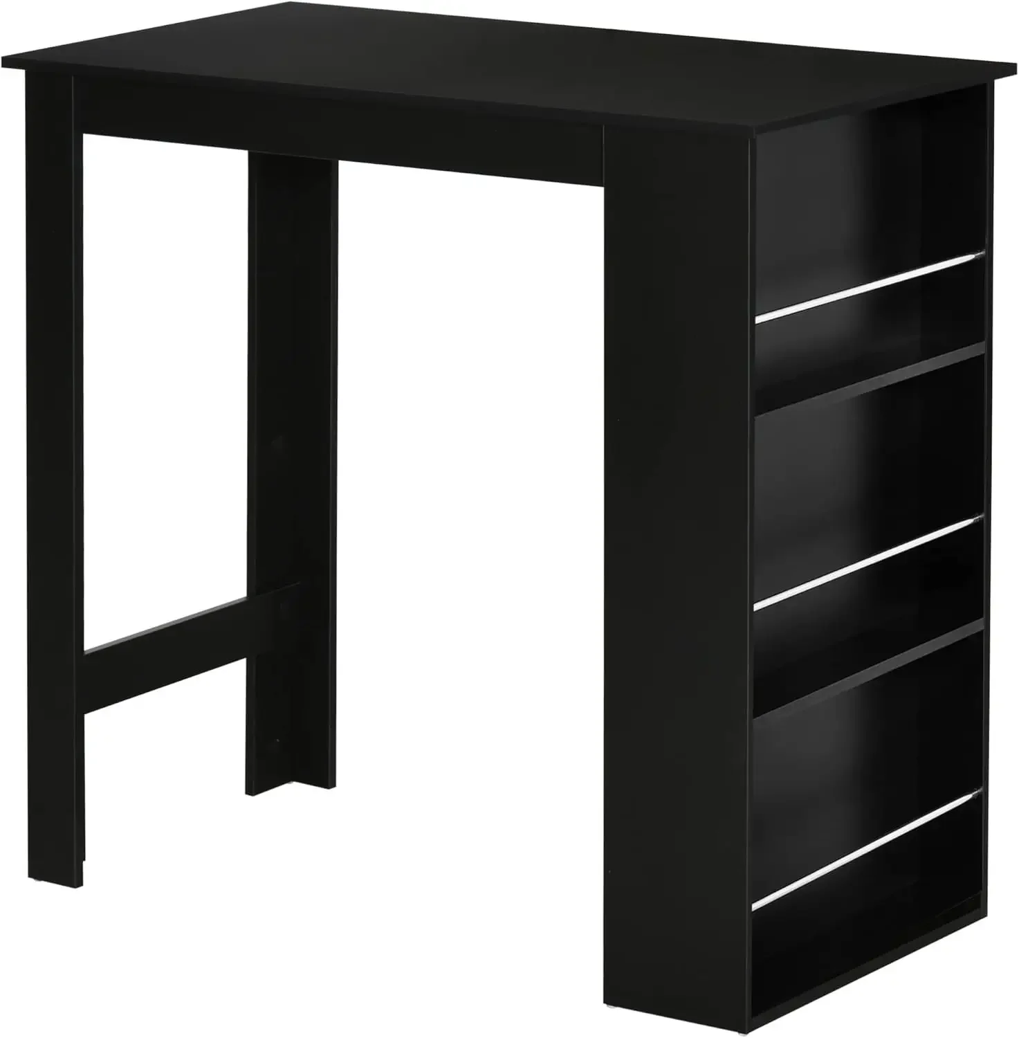 

Bar Table Counter Height Dining Table, 3 Storage Shelves for Kitchen, Dining Room, Living Room, Black