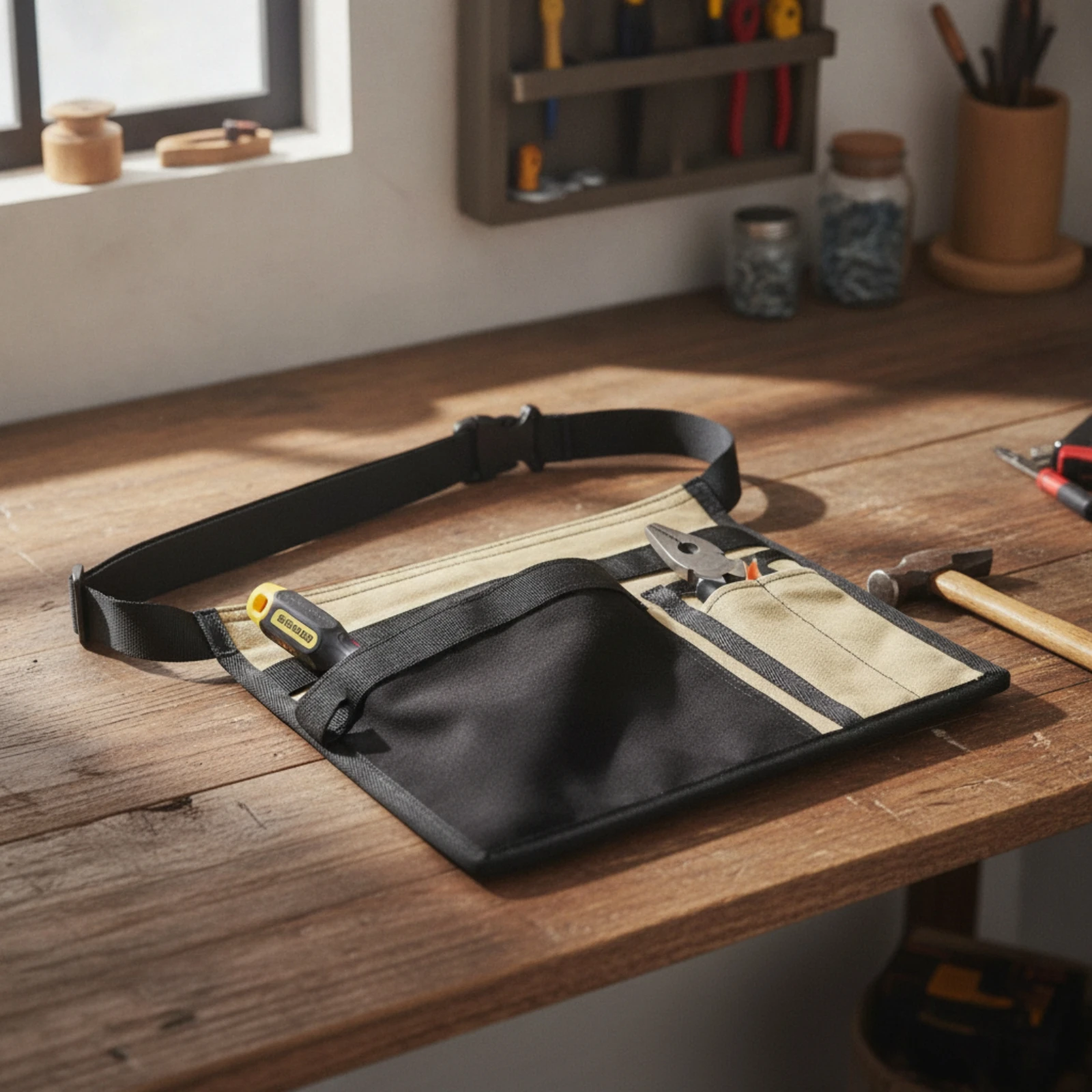 Waist Tool Bag Multi-Pocket Tool Waist Bag Lightweight Long-Lasting for Electricians, Electrical Work, Home Renovation