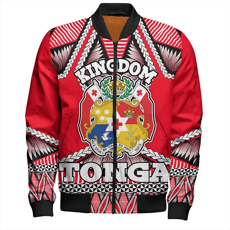 Harajuku 3D The Kingdom Of Tonga Ethnic Flag Printed Jacket Tonga National Emblem Graphic Jackets Cool Fashion Mens Clothing Top