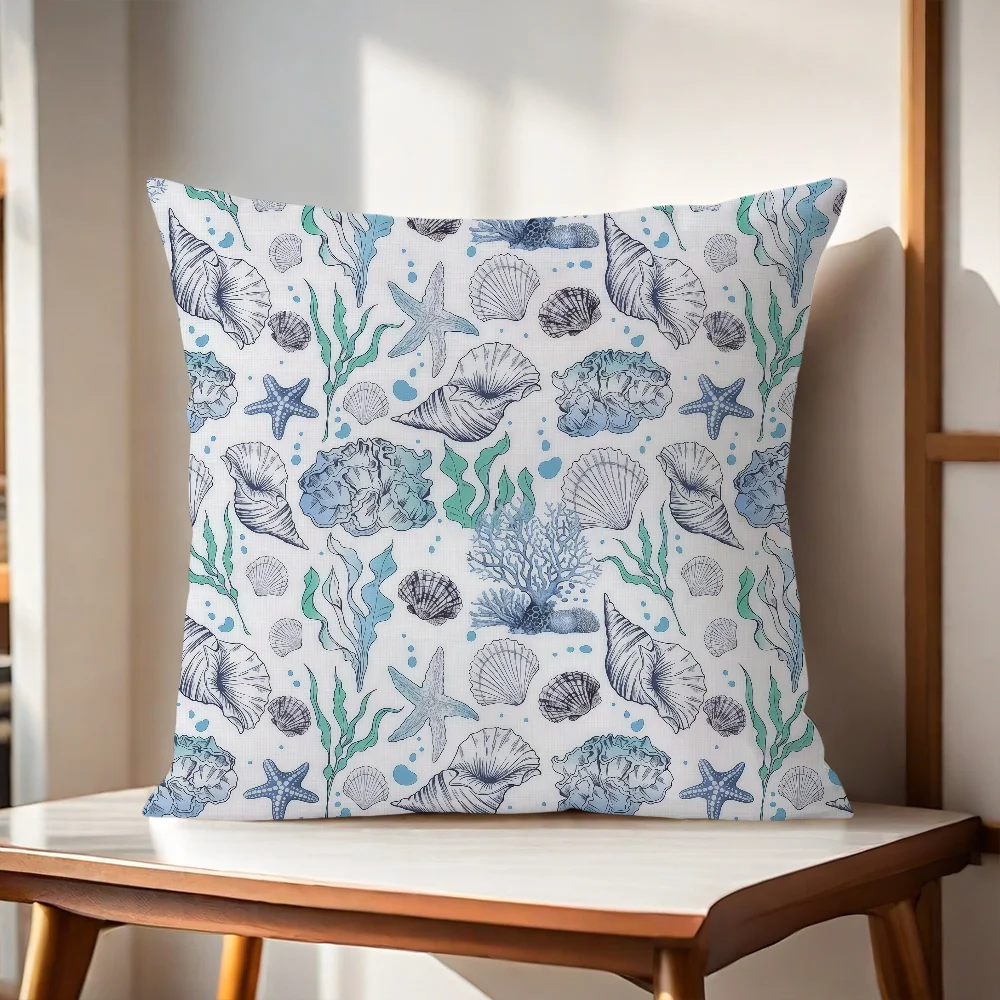 Seashell Starfish cushion cover For Pillow Printing Sofa Decoration Home Car Room Coffee Shop Office Nordic Simplicity