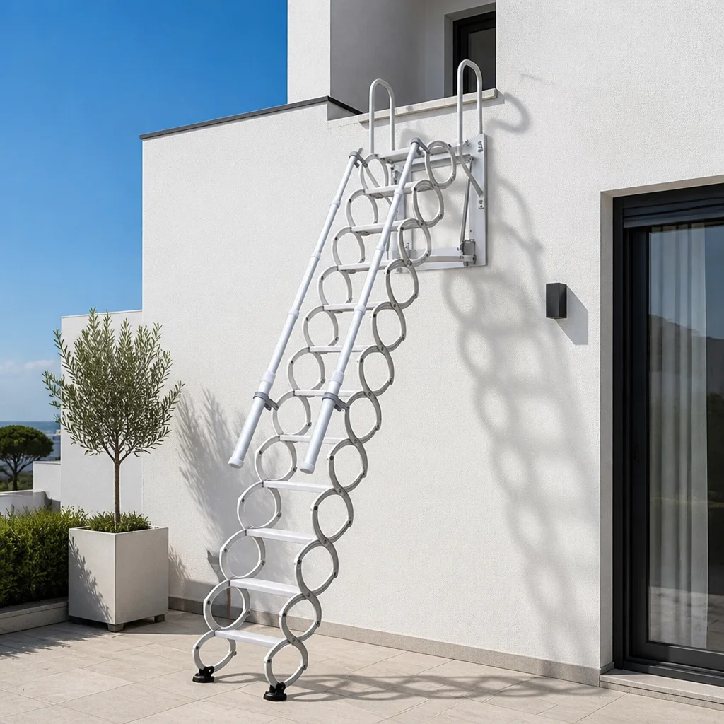 Hot Sale Modern Safe Load Bearing Wall Mount Carbon Steel Retractable Extension Ladders Attic Step Ladder Easy Install
