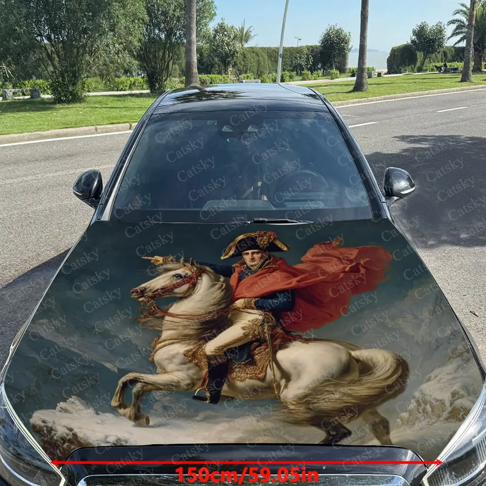 General On Horseback Car Hood Decal Sticker - Fit For Most Vehicles Protective Engine Hood Film & Automotive Exterior Accessory