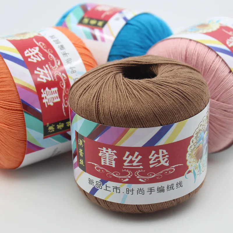 1Pc 50g 100% Cotton Yarn for Hand Knitting Soft lace Crochet Yarn Thin threads for sweater shawl toy amigurumi line 180Meter