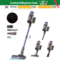 S18 Handheld Aspirador de pó sem fio 45kPa Potência de sucção 500W Poderoso 6 em 1 Aspirador de pó sem fio Tela LCD Touch Display de busca Luz Handheld Poeira e Mite Sweeper