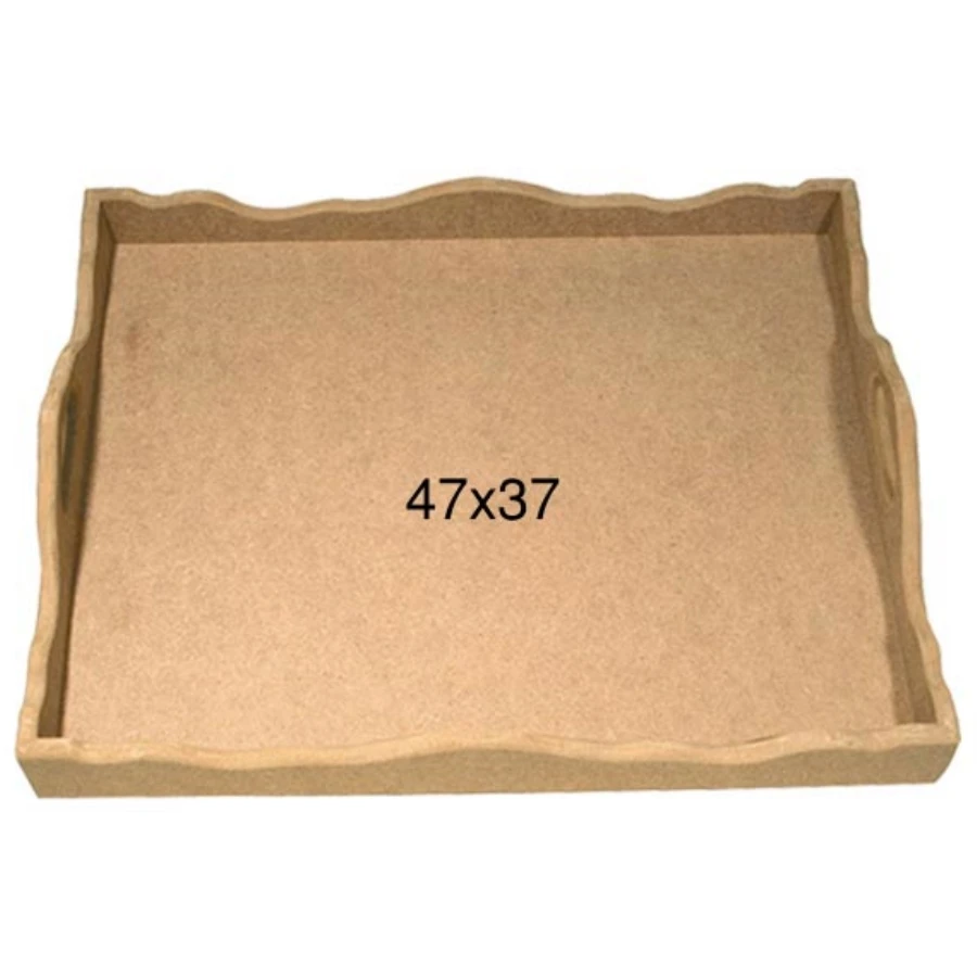 T715 10mm Big Wavy Tray, Unpainted Raw Wood Mdf Tray