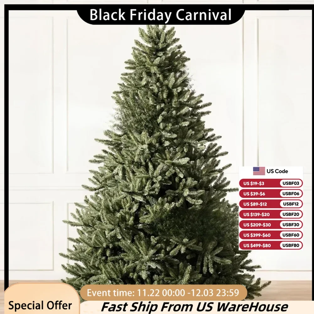 Christmas 7.5-foot Classic Blue Spruce Artificial Christmas Tree Without Lights, PVC Needle Belt Storage Bag for Easy Storage