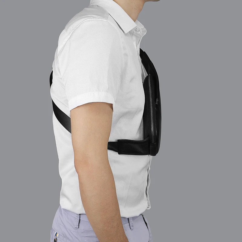 Kleine Leder-Sling-Crossbody-Brusttasche, leichter Tagesrucksack, schlanke, diebstahlsichere Umhängetasche, über der Schulter, Rucksack für Mann und Frau – Detail 10