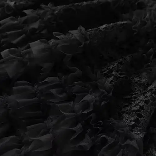 HKSH فستان نسائي أنيق برقبة دائرية وأكمام طويلة وكشكشة شبكية مطوي الخصر فساتين طويلة ربيع 2025 أنثى جديدة HK4081