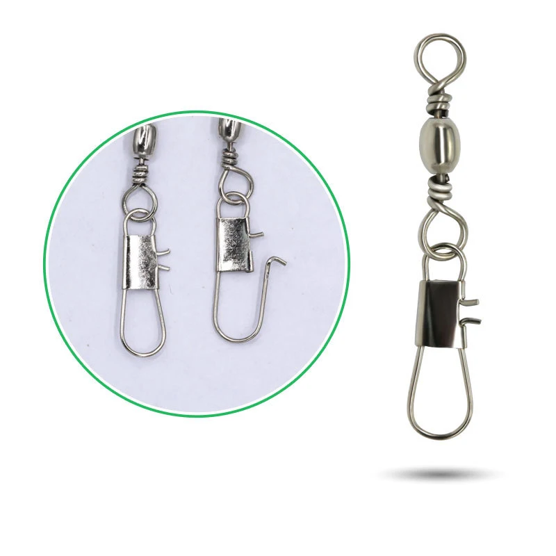 100Pcs Swivels Fishing Connector Bearing Rolling Swivel Snap Fastlock Clips Fishhook Fishing Tackle B-type Pin Fish Hook Lure