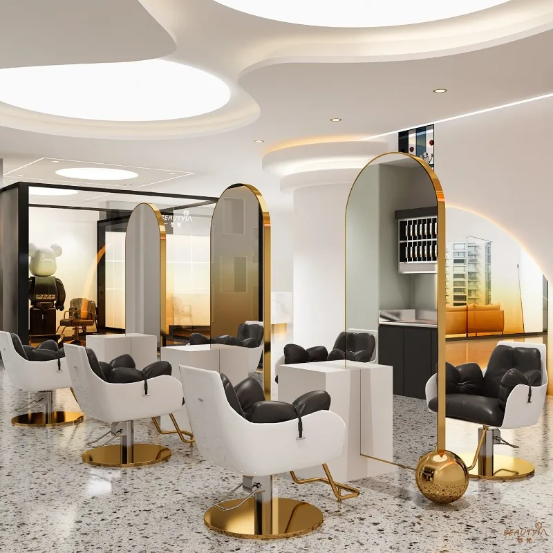 

Barber shop mirror table stainless steel single and double-sided floor mirror